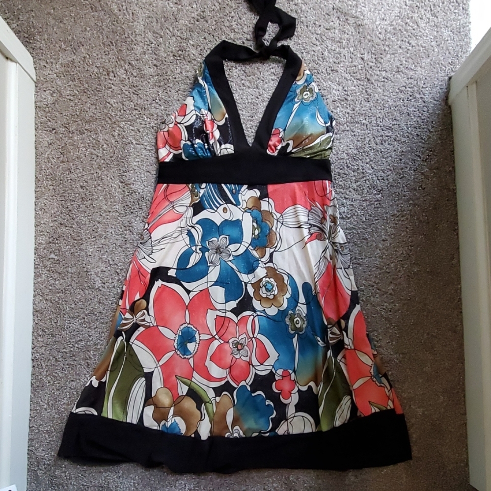 NWT maurice's flower print halter dress, sz large